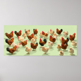 Poster Frango em fundo verde claro