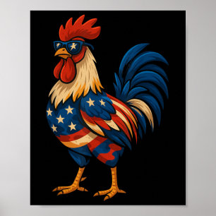 Poster Frango Engraçado Bandeira Usa Bandeira Patriótica 