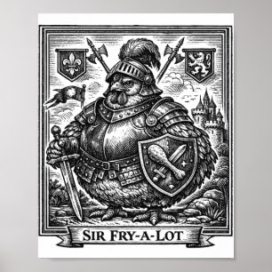 Poster Frango Engraçado Cavaleiro Medieval Sir-fry-a-lot 