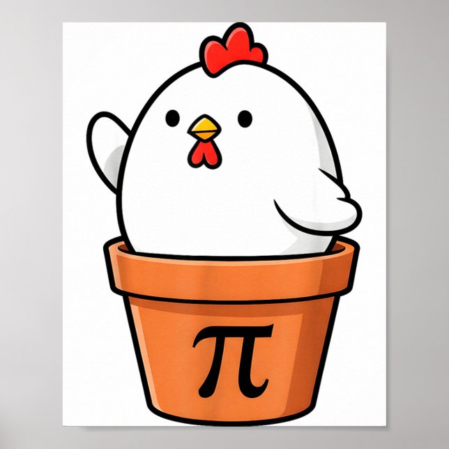Poster Frango Engraçado Pot Pie Feliz Pi Dia 3.14 Ensino  (Frente)