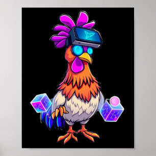 Poster Frango engraçado Sungles Animal brincando de tag m