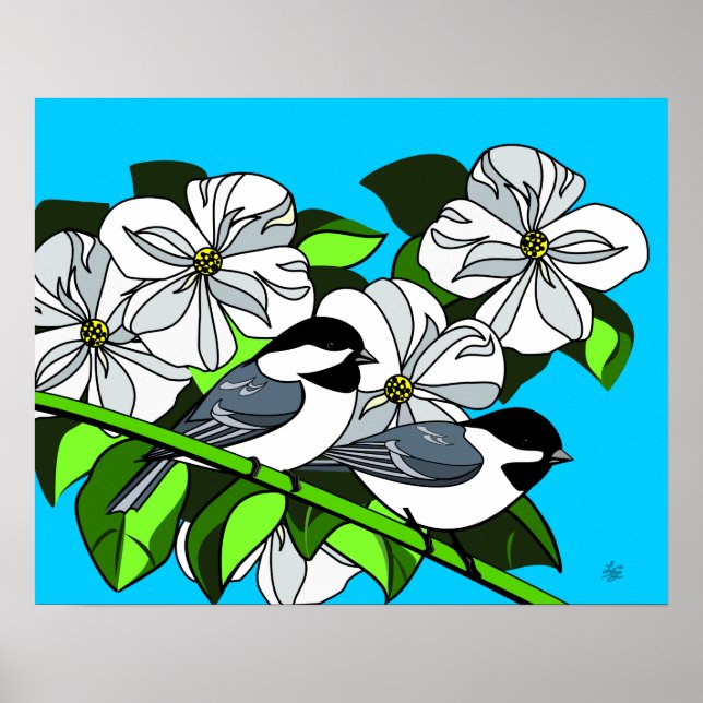 Poster Frango Entre Flores De Dogwood (Frente)