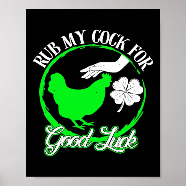 Poster Frango Esfrega Meu Para Boa Sorte Dia de São Patrí (Frente)
