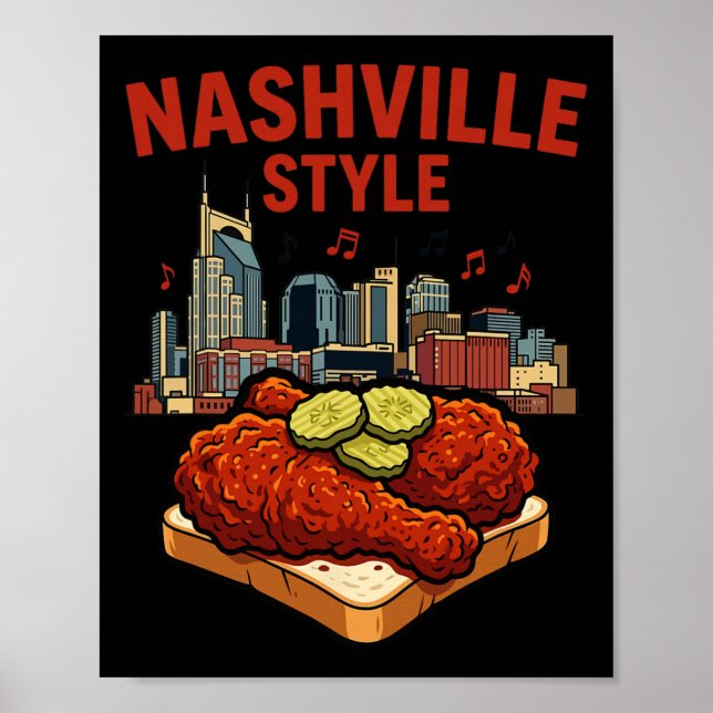 Poster Frango Frito Apimentado Estilo Nashville E Music C (Frente)