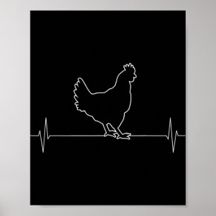 Poster Frango Galinha Animal Vintage Batimento cardíaco