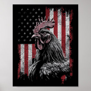 Poster Frango Hen Lover 4 De Julho Patriótico Eua Indepe