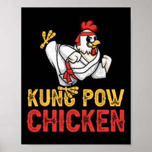 Poster Frango Kung Pow Engraçado Karate Frango Ninja Um G