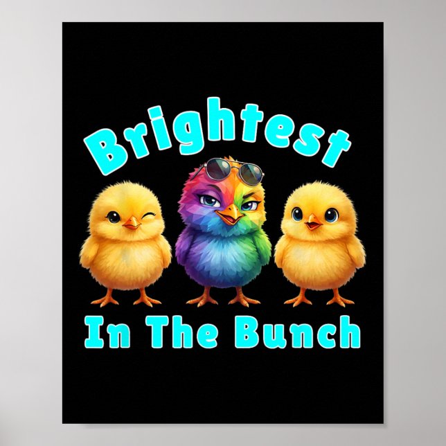 Poster Frango Mais Brilhante Do Arco-íris De Páscoa Pun (Frente)