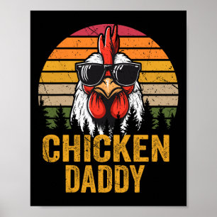 Poster Frango Papai Vintage Galo Para Pai Fazendeiro Pai