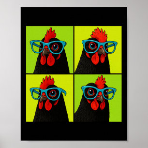 Poster Frango Vestindo Óculos Azuis Pássaro Fazenda Engra