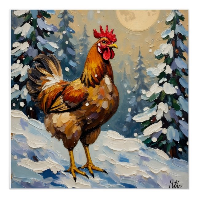 Pôster Frango Vintage em Terra de Natal Nevada (Frente)