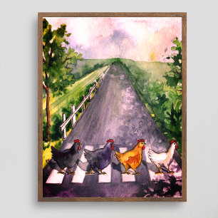 Poster Frangos De Cores De Água Cuja Fazenda Atravessa Hu