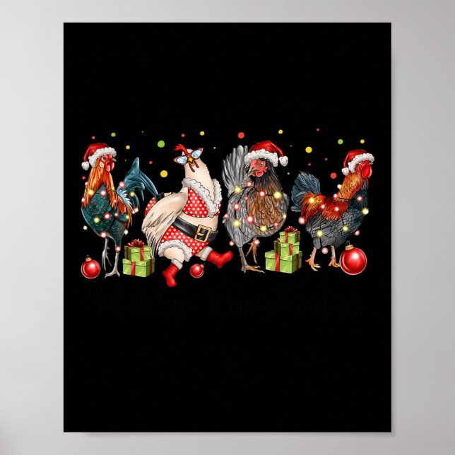 Poster Frangos de Natal de feliz Engraçados Mo de Frango  (Frente)
