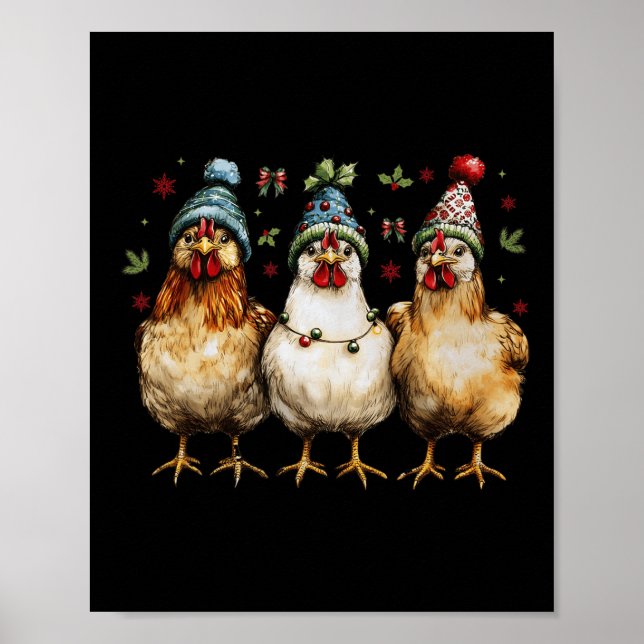 Poster Frangos de Natal de feliz Engraçados Mo de Frango  (Frente)