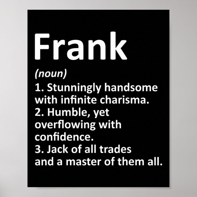 Poster Frank Definition Personated Name Funny Birthday (Frente)