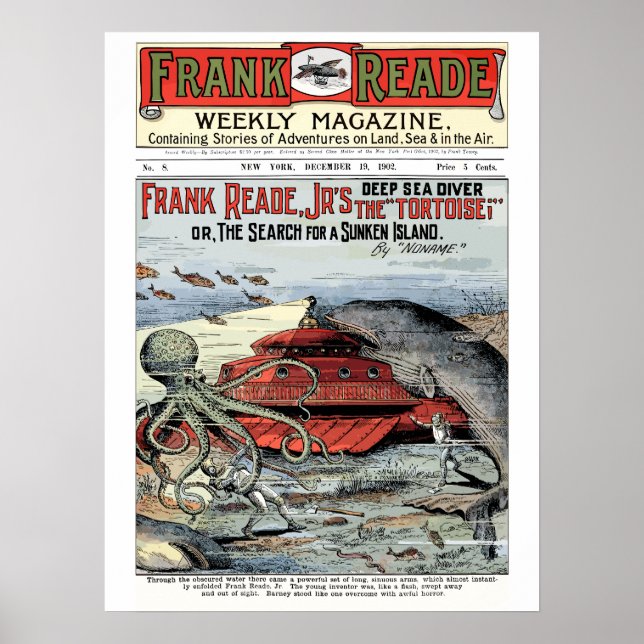 Poster Frank Read Jr Futurist Sci-Fi, Edição 1-8, 1902 (Frente)