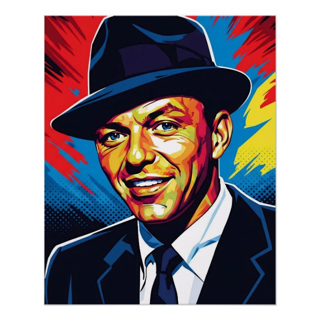 Pôster Frank Sinatra: Iconic Charm in Vivid Colors (Frente)