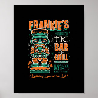 Poster Frankenstein Creepy Cute Tiki Lounge Vacation Surf
