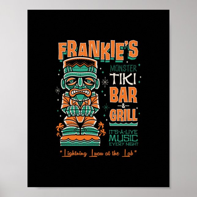 Poster Frankenstein Creepy Cute Tiki Lounge Vacation Surf (Frente)