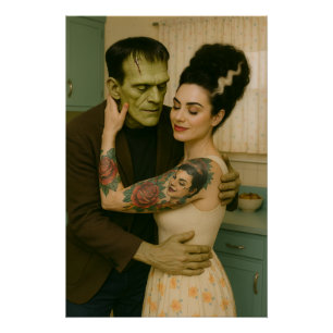 Pôster Frankenstein e Bride MCM Art