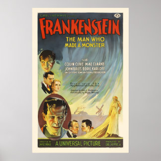 Poster Frankenstein - Filme de Ficção Científica Vintage