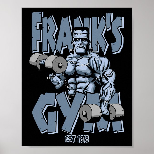 Poster Frankenstein Gym Funny Bodybuilding Malhação Worko (Frente)