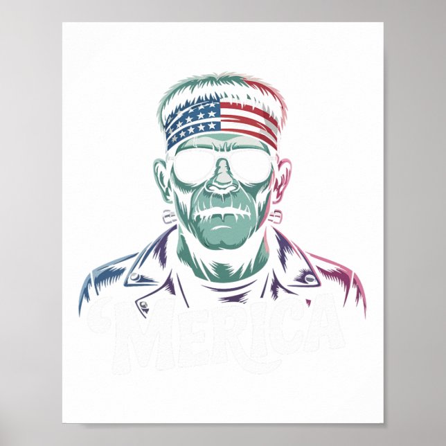 Poster Frankenstein Monster Lover Sungles Bandeira Dos Eu (Frente)