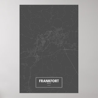 Pôster Frankfort, Kentucky (branco no preto)