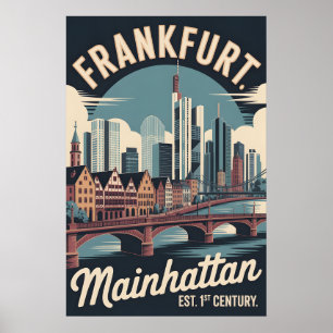Poster Frankfurt Alemanha Paisagem Urbana Retrô Viagem 