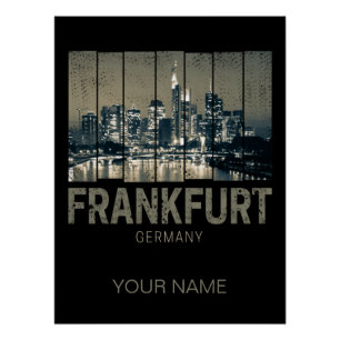 Pôster Frankfurt Alemanha Skyline Retro Vintage Souvenir