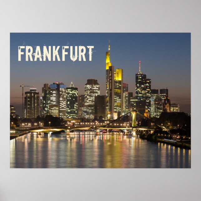 Poster Frankfurt Skyline Alemanha Presente Vintage Souven (Frente)
