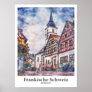 Poster Frankische Schweiz Alemanha Viagem Watercolor