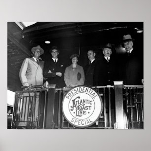 Poster Franklin e Eleanor Roosevelt no trem com Funcionar