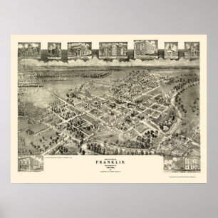 Pôster Franklin, mapa panorâmico do VA - 1907