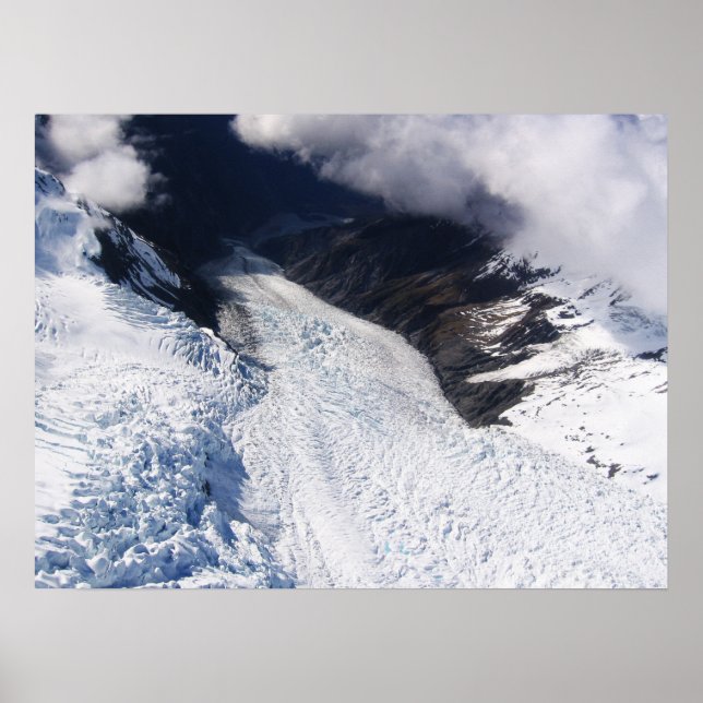 Poster Franz Josef Glacier Aerial View, Nova Zelândia (Frente)