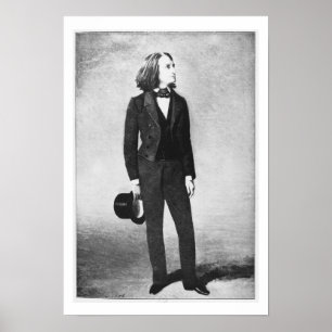 Poster Franz Liszt (1811-86) 1856 (litho) (foto de b/w)