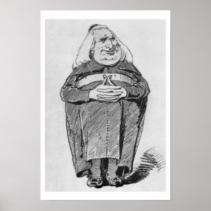 Pôster Franz Liszt (1811-86) como o abade, caricatura 'de