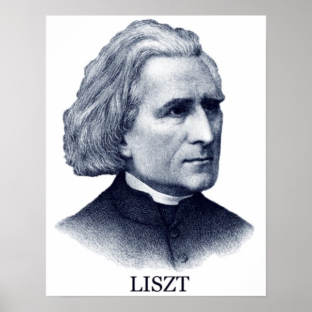 Poster Franz Liszt, azul (Frente)
