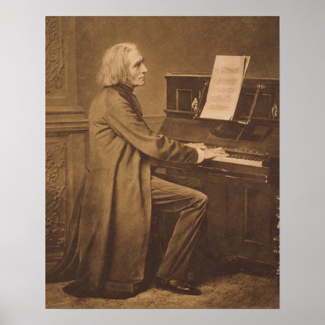 Pôster Franz Liszt no Piano (Frente)
