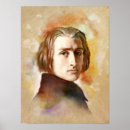 Poster Franz Liszt Retrait im Aquarell Style