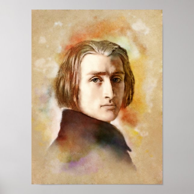 Poster Franz Liszt Retrait im Aquarell Style (Frente)