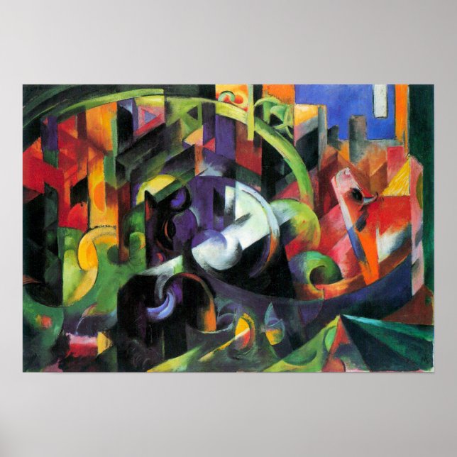 Poster Franz Marc - Abstrato com gado (Frente)