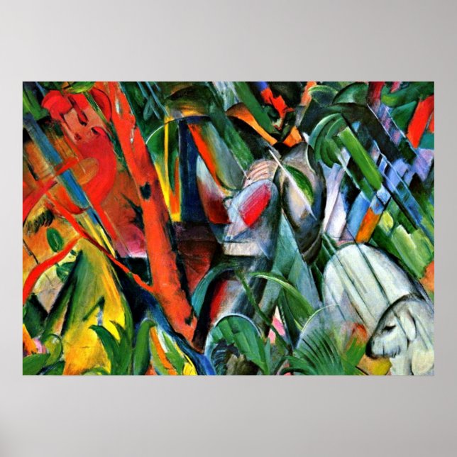 Poster Franz Marc art: Na chuva (Frente)