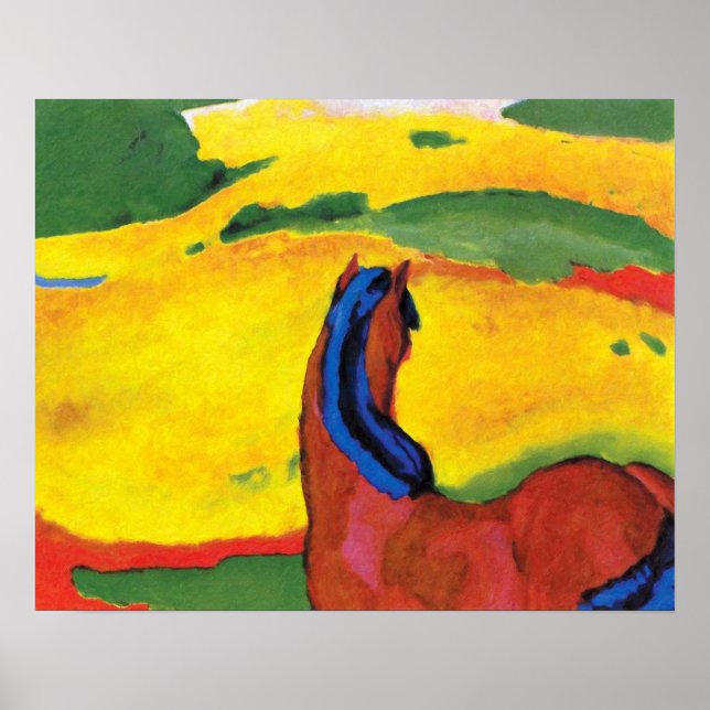 Pôster Franz Marc - Cavalo Em Uma Pintura Paisagística (Frente)