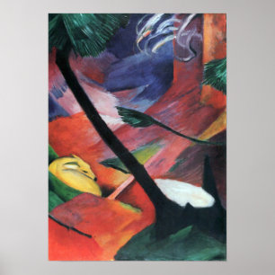 Pôster Franz Marc - cervo na floresta II