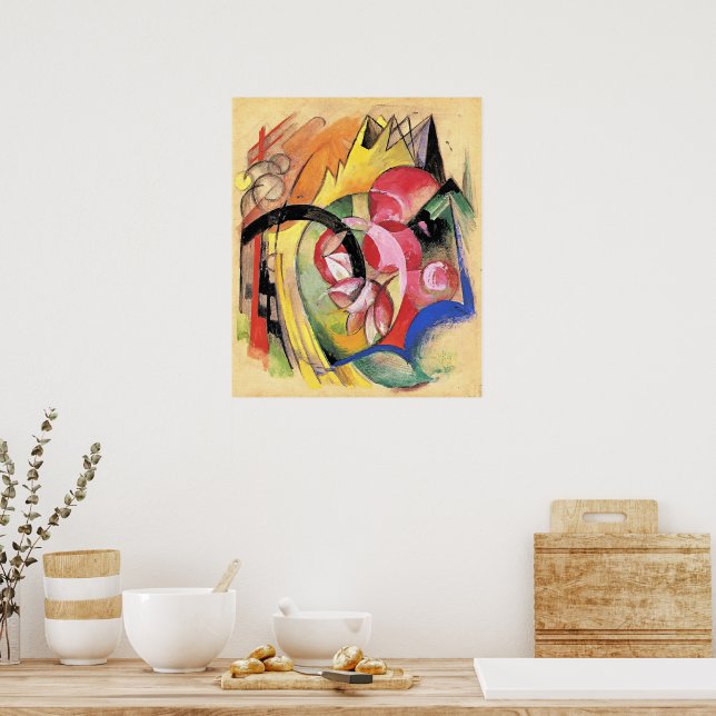 Poster Franz Marc, Colorful Flowers, (Cozinha)