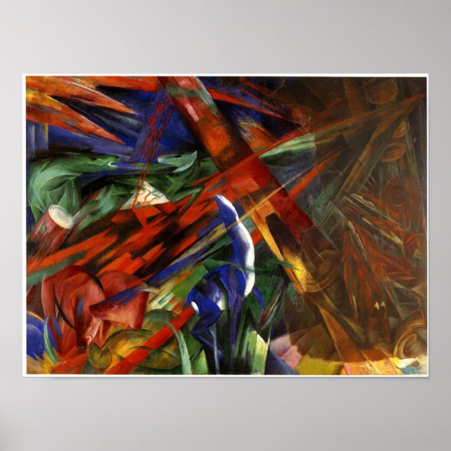 Pôster Franz Marc - Destino dos Animais, 1913 (Frente)