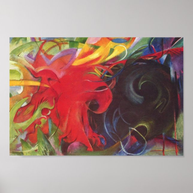 Pôster Franz Marc - Formulários de luta (Frente)