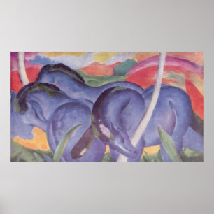 Pôster Franz Marc - Grande Cavalo Azul Equino de Canvas 1