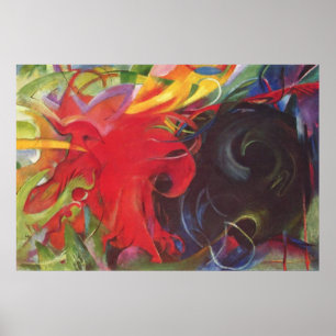 Pôster Franz Marc - lutar forma um vermelho preto de 1914